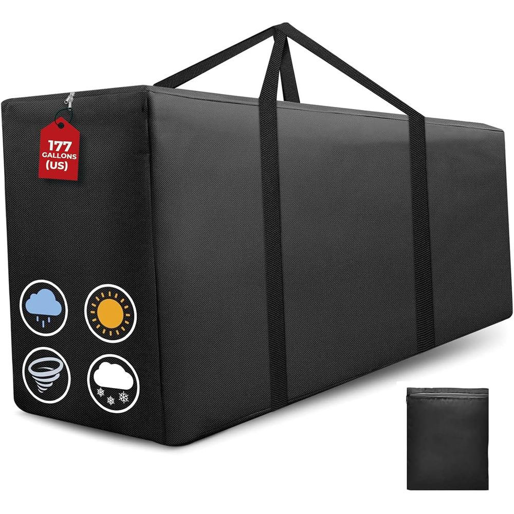 Outdoor Furniture With Storage For Cushions - 177ガロン特大パティオクッション収納バッグ、頑丈な防水屋外家具収納トートバッグ（寝椅子クッション用）