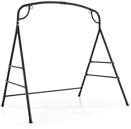 Hammock With Stand - 660ポンド対応メタルハンモックスタンド - 4本のサポートバーと2つの吊り下げ方法を備えた頑丈なポーチスイングスタンド、Aフレーム型吊り下げスタンド