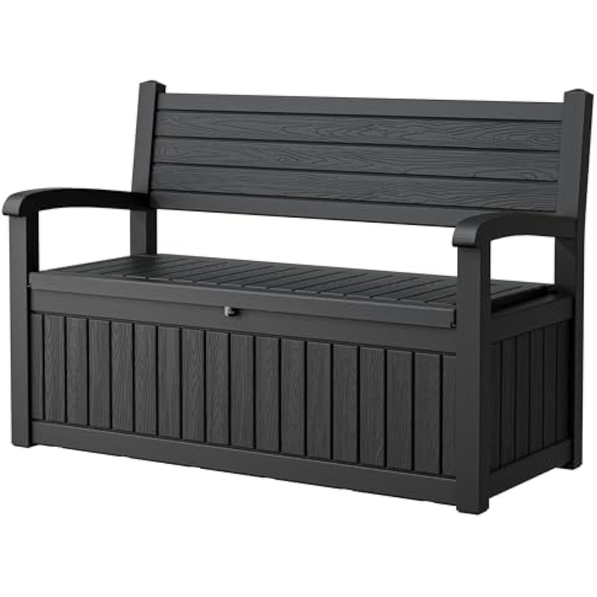 Outdoor Furniture With Storage For Cushions - 80ガロン容量の屋外収納ベンチ、防水加工の樹脂製、鍵付き、庭用具やクッションを収納できるパティオ家具。