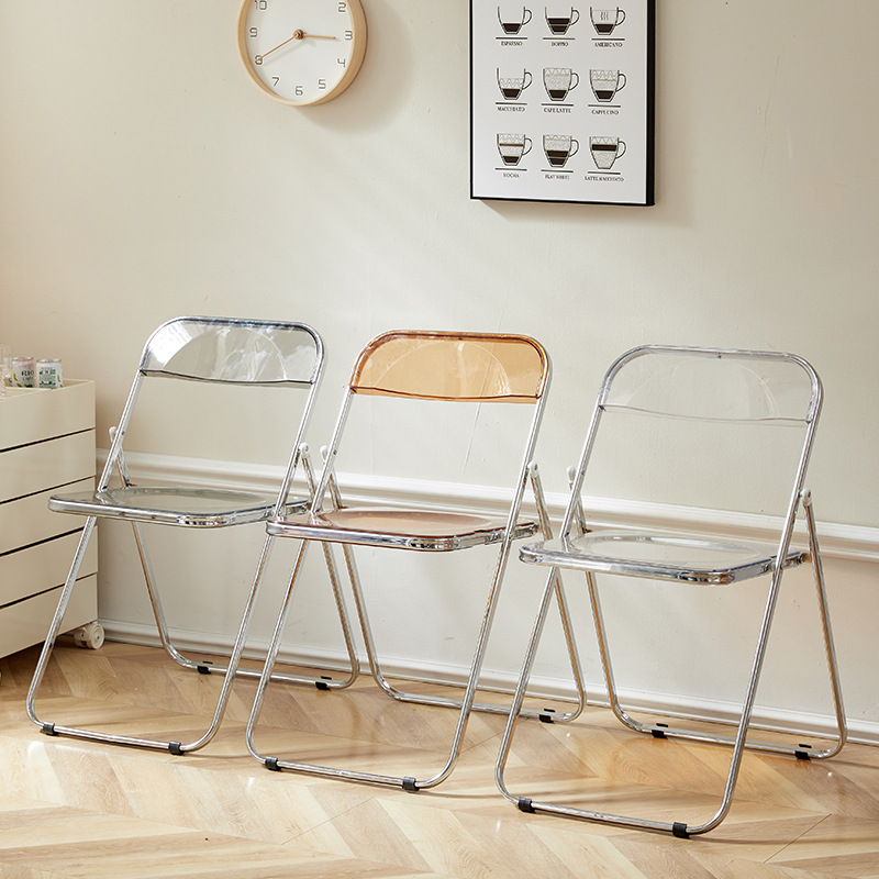 Outdoor Furniture Metal Chairs - ドレッシングチェア、シンプルなアクリル製折りたたみダイニングチェア、ガーデンチェア、透明折りたたみチェア、ネイルチェア、イベントパーティーチェア
