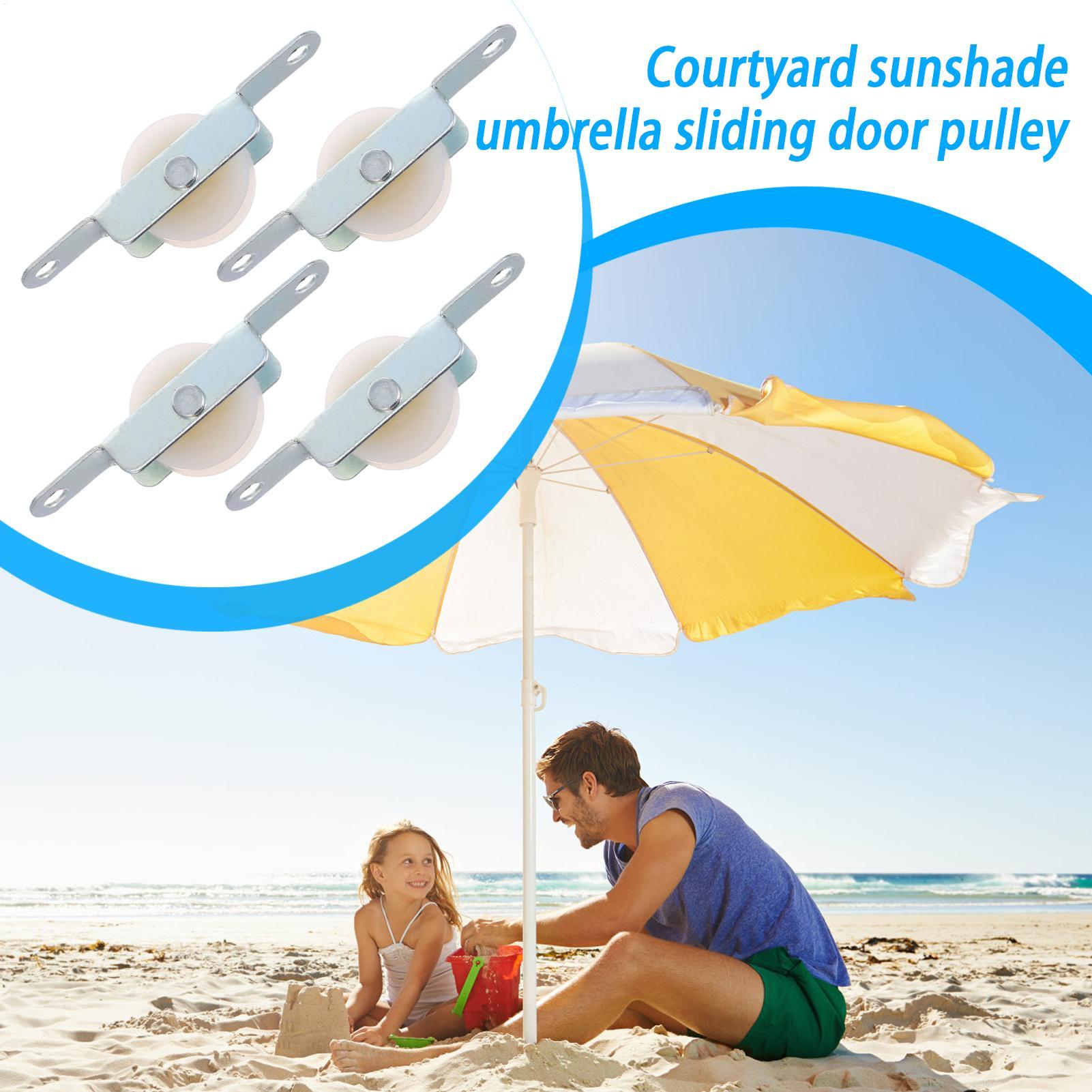 Outdoor Furniture With Umbrella - 4 個パティオ傘ローププーリーブラケットパラソルロープスライディングブラケット交換部品傘スチール家具ドアローラー