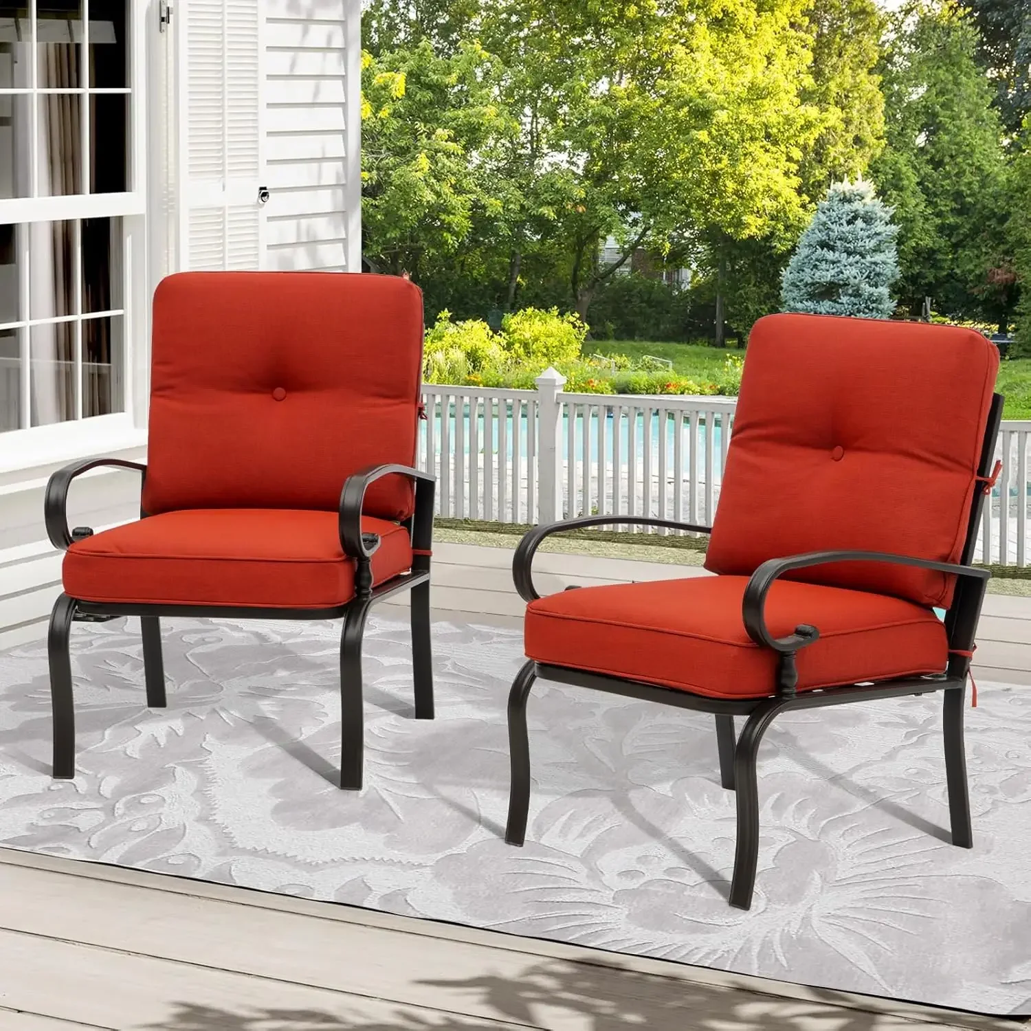 Outdoor Furniture Metal Chairs - 赤い屋外用金属製ビストロチェア ガーデンシーティング ダイニング家具セット