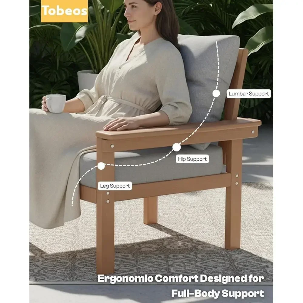 全天候型HDPE製パティオ家具セット：クッション付き4ピース - Outdoor Furniture Hdpe のレビューと価格