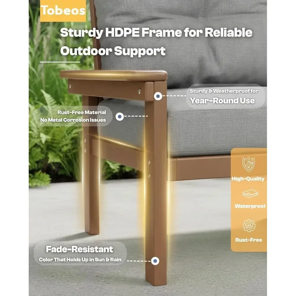 全天候型HDPE製パティオ家具セット：クッション付き4ピース - Outdoor Furniture Hdpe のレビューと価格