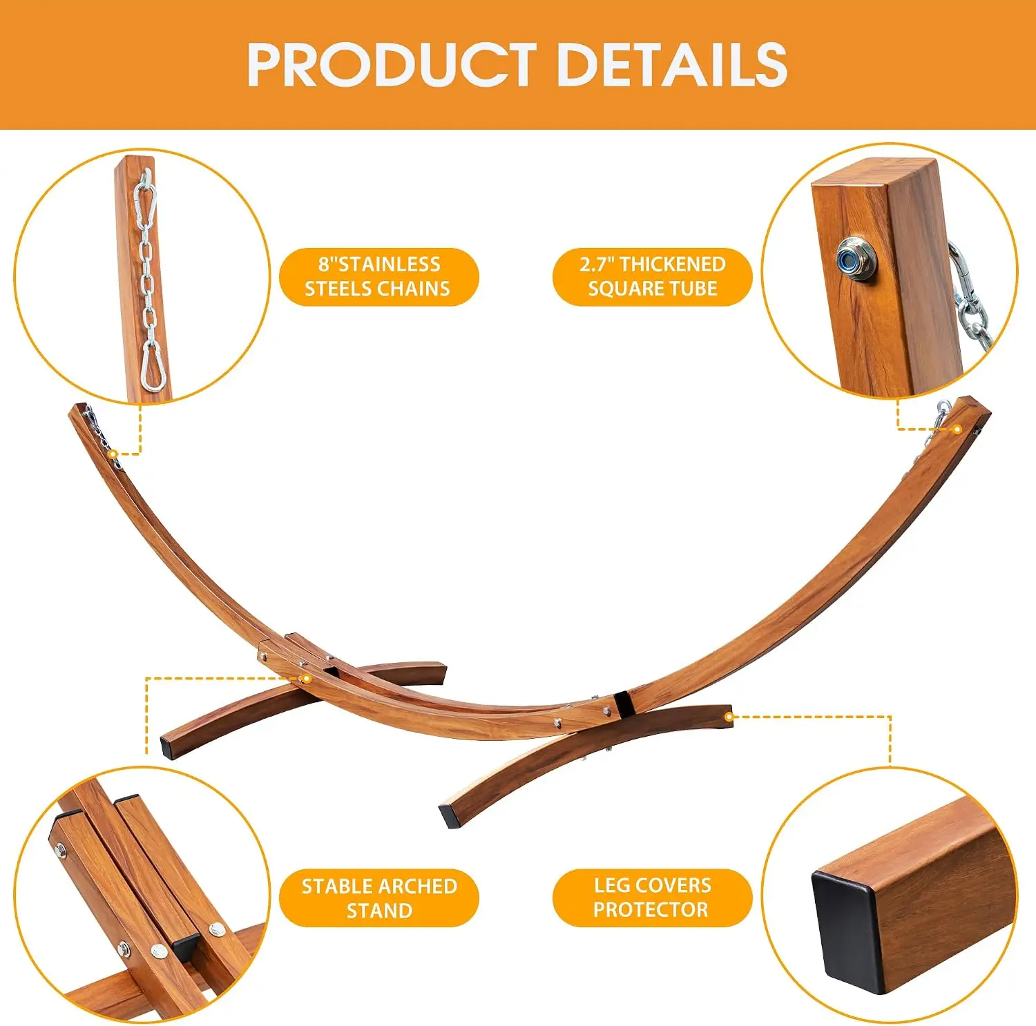 13.5フィートのアーチ型ヘビーデューティースチール製ハンモ - Hammock With Stand のレビューと価格