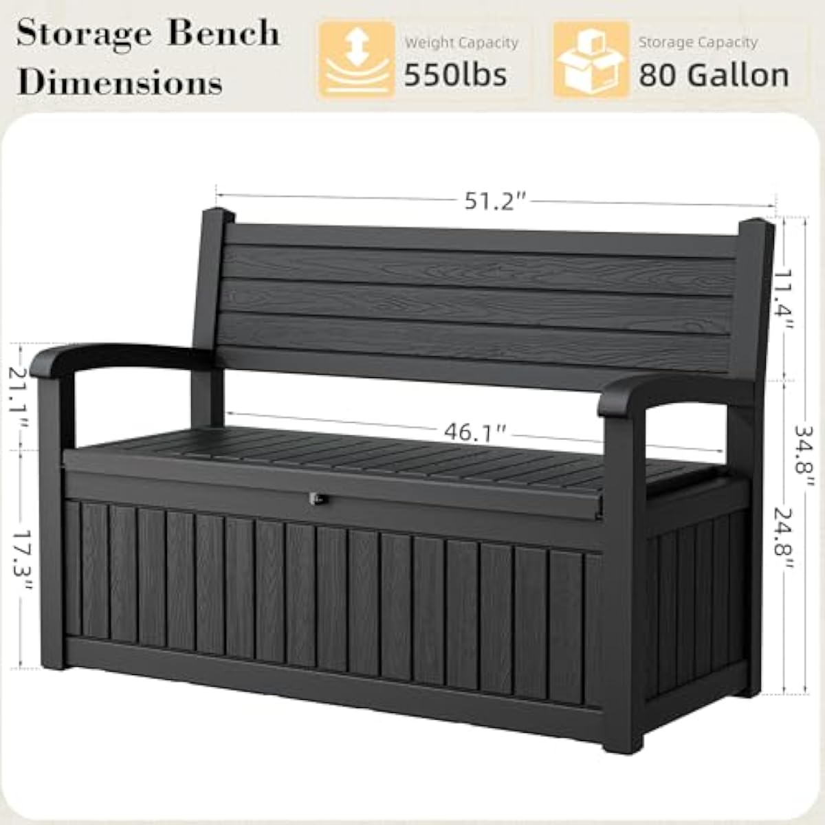 80ガロン容量の屋外収納ベンチ、防水加工の樹脂製、鍵付き、庭 - Outdoor Furniture With Storage For Cushions のレビューと価格