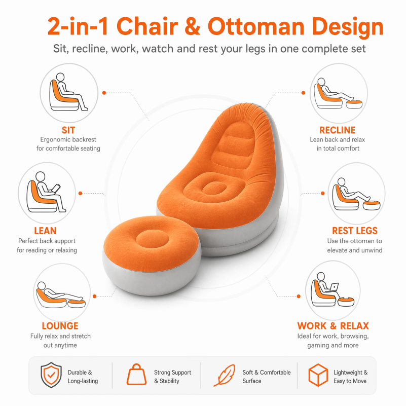 フロッキング加工のインフレータブルレイジーソファセット（フッ - Outdoor Furniture Nearby のレビューと価格