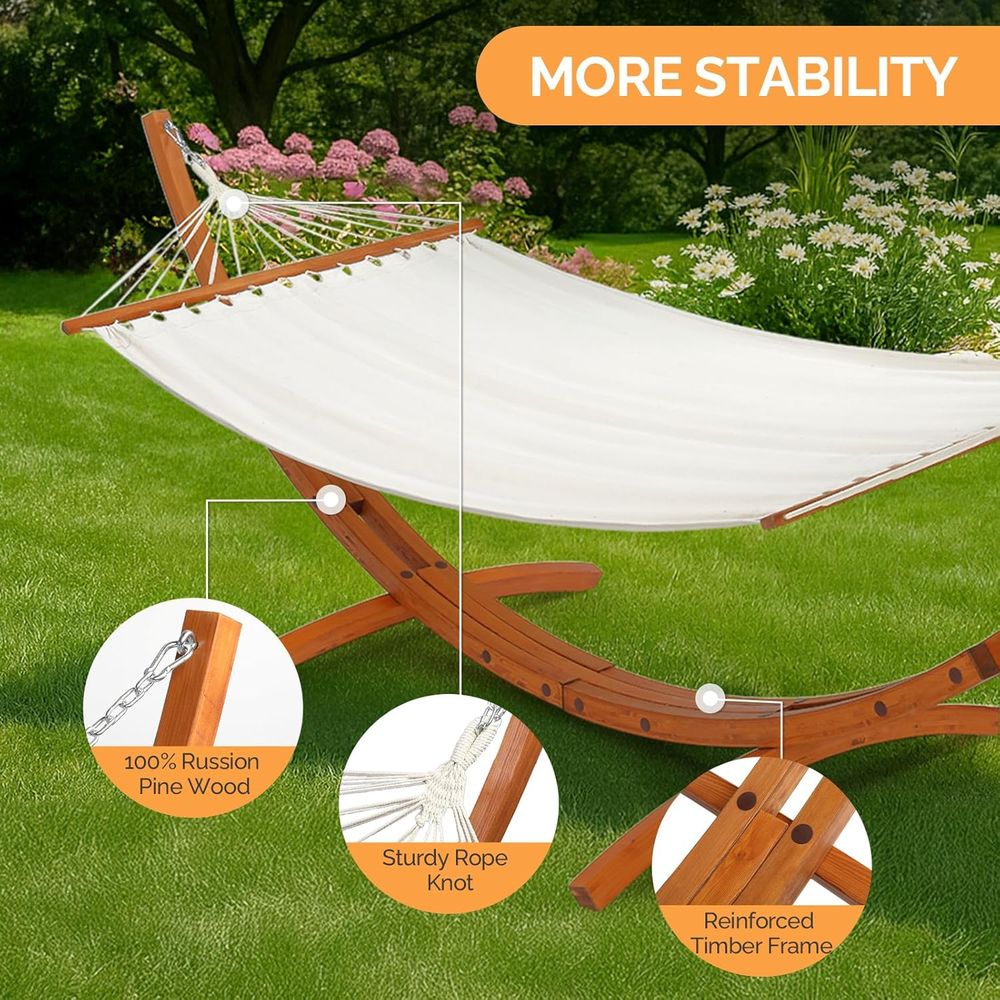 ダブルハンモックセット（曲線状の堅木製スタンド付き）- 10 - Hammock With Stand のレビューと価格