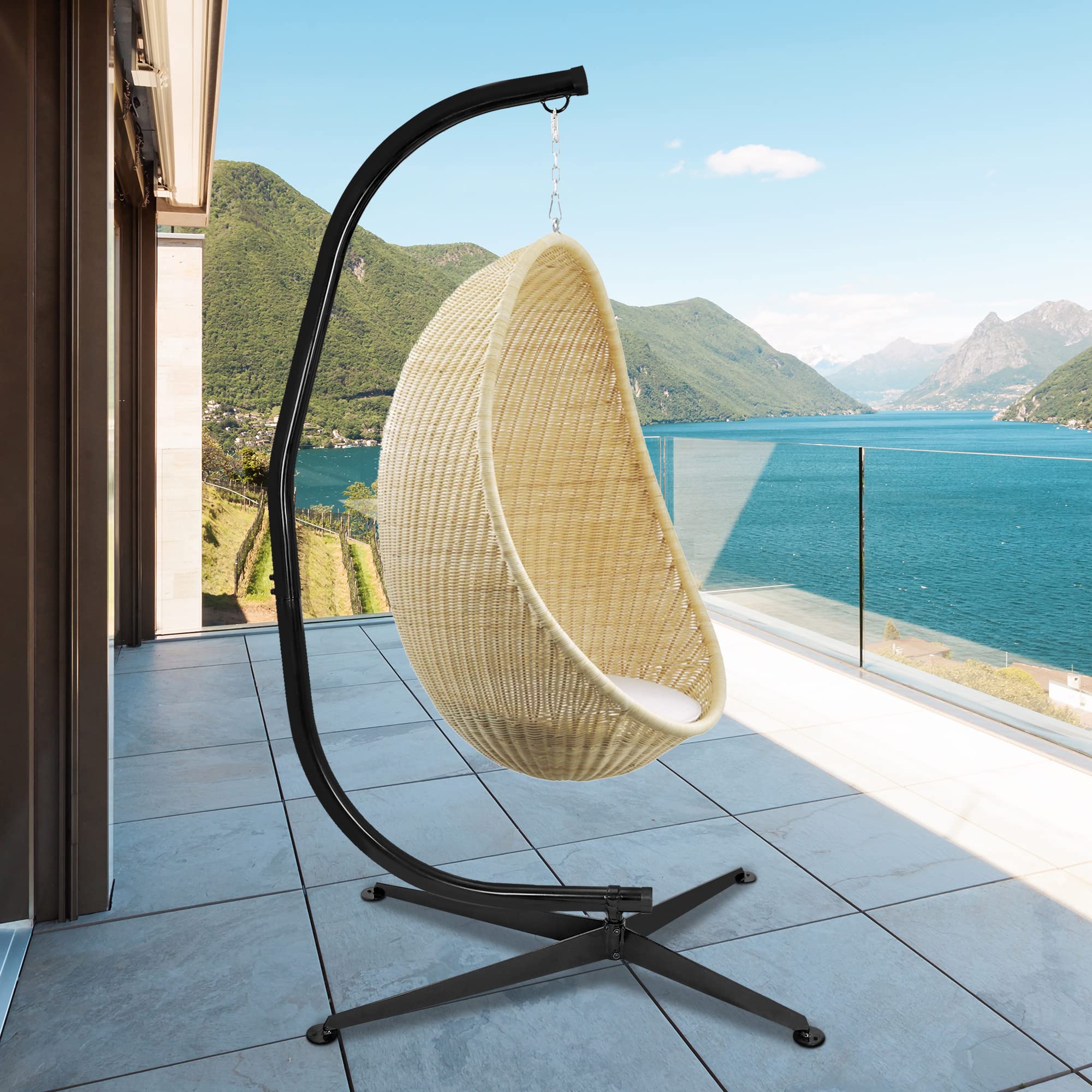 金属製ハンギングチェアスタンド、頑丈なハンモック用スイングC - Hammock With Stand のレビューと価格
