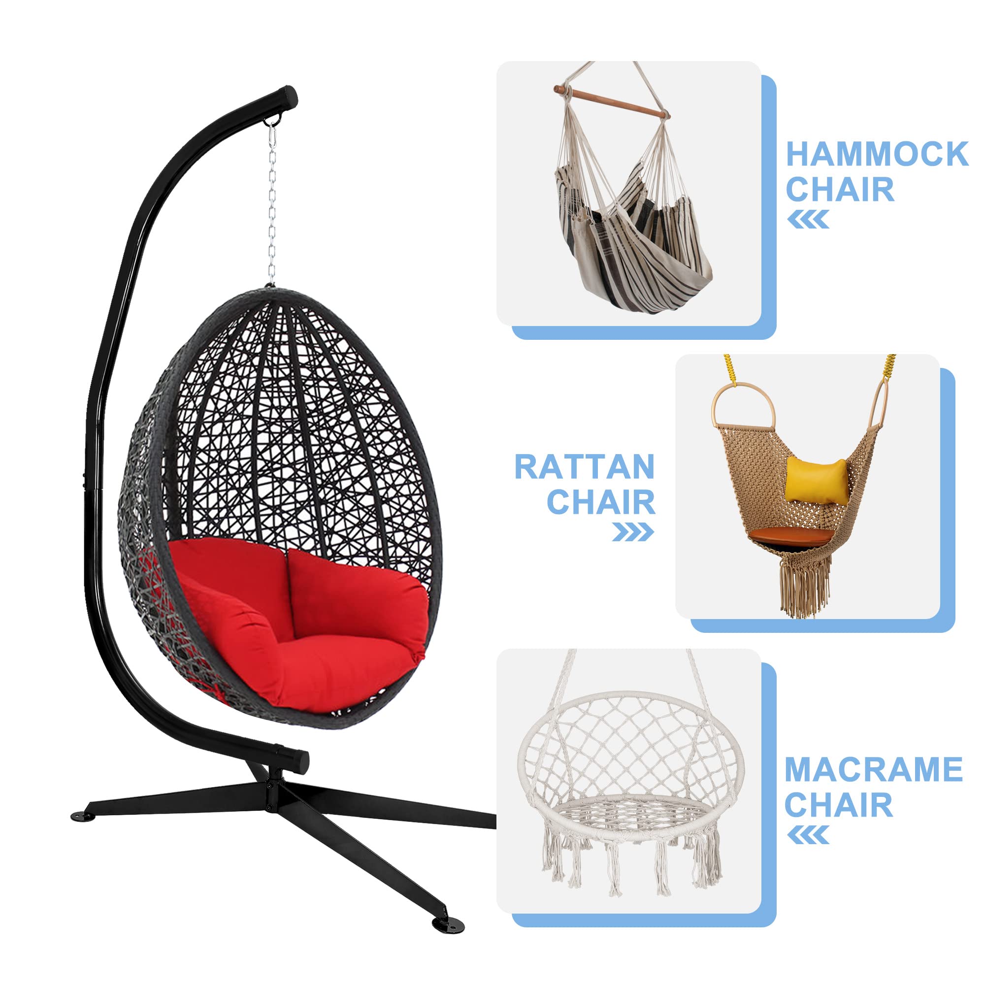 金属製ハンギングチェアスタンド、頑丈なハンモック用スイングC - Hammock With Stand のレビューと価格