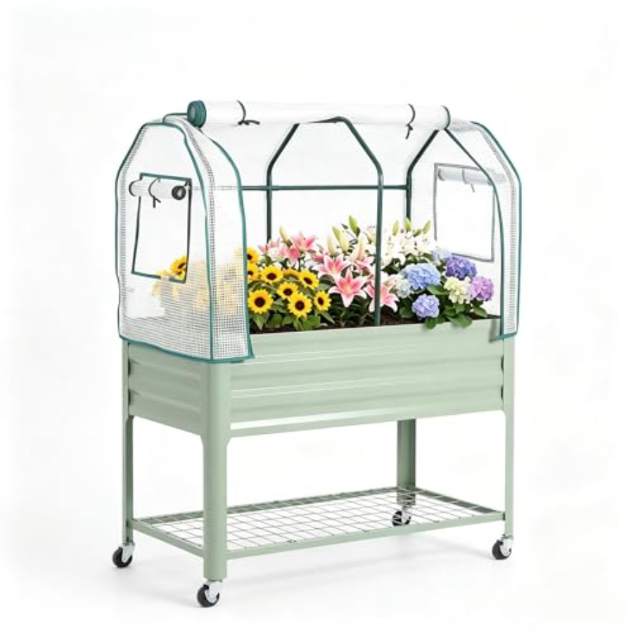 カバー付きの高床式プランター、亜鉛メッキ加工の金属製で、キャ - Planter Raised Metal のレビューと価格