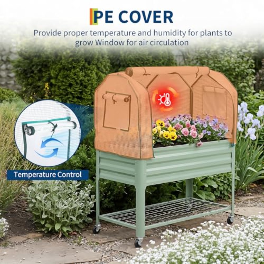 カバー付きの高床式プランター、亜鉛メッキ加工の金属製で、キャ - Planter Raised Metal のレビューと価格