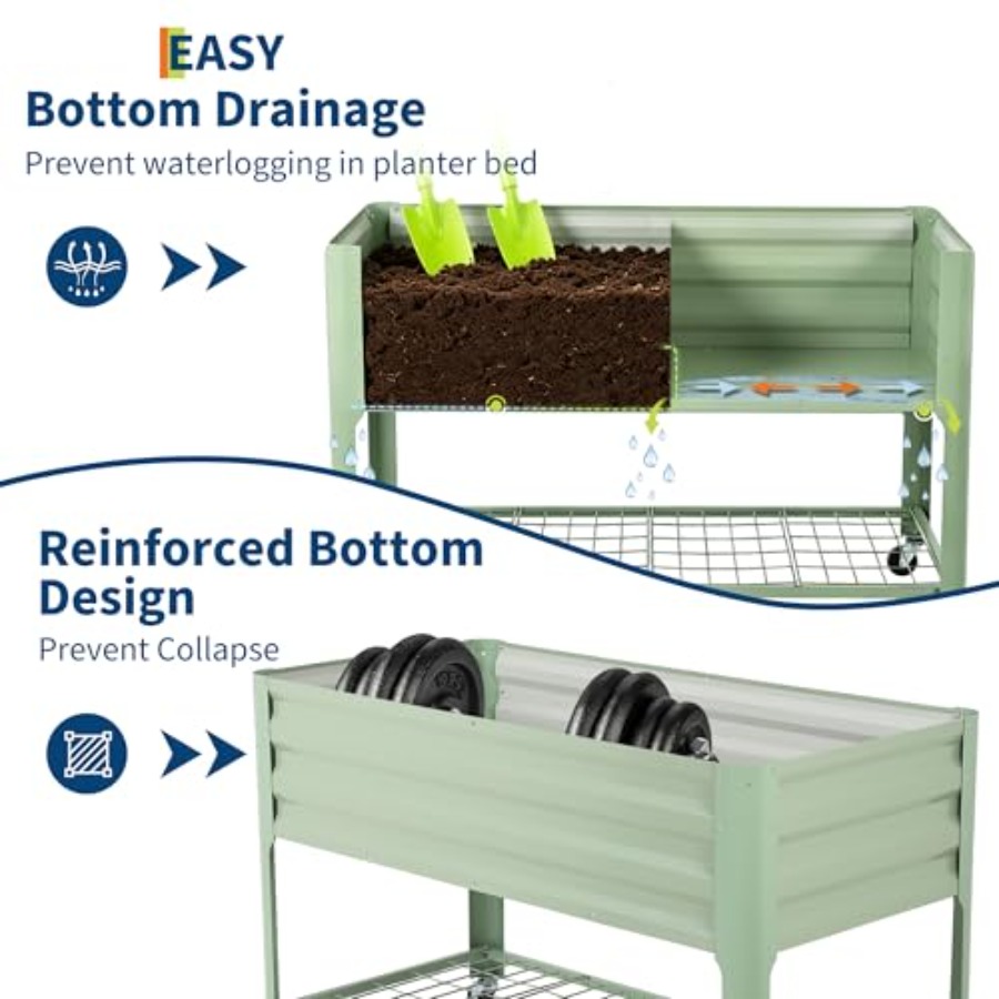 カバー付きの高床式プランター、亜鉛メッキ加工の金属製で、キャ - Planter Raised Metal のレビューと価格