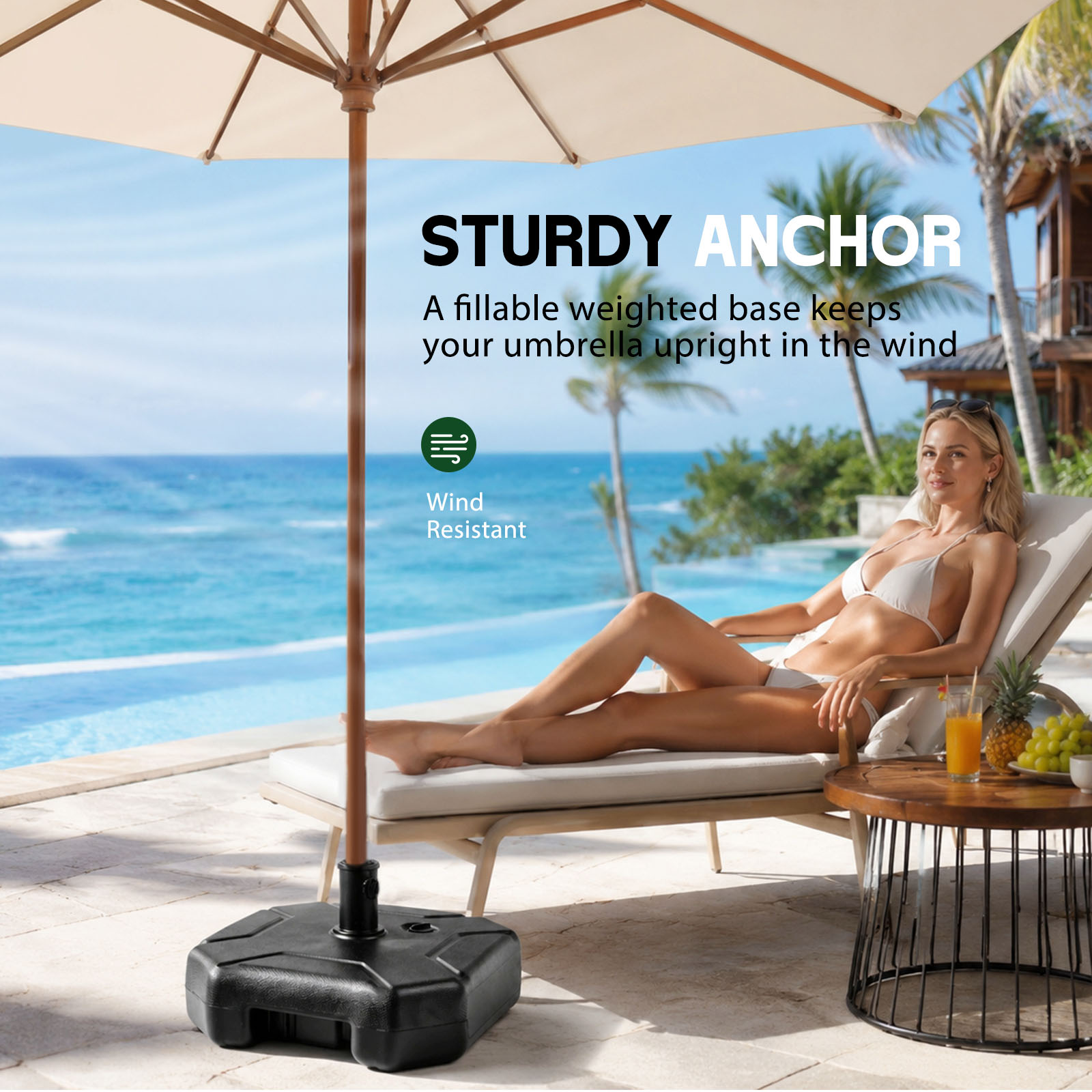充填可能なパティオ傘台、頑丈な水と砂で満たされた重みのあるパ - Outdoor Furniture With Umbrella のレビューと価格