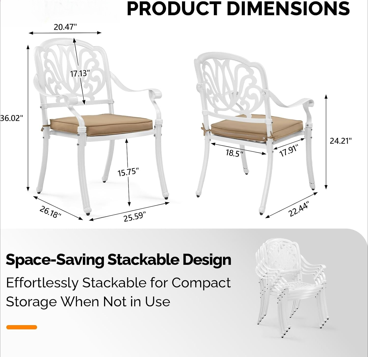 鋳造アルミニウム製パティオダイニングチェアセット、ソフトなク - Outdoor Furniture Metal Chairs のレビューと価格