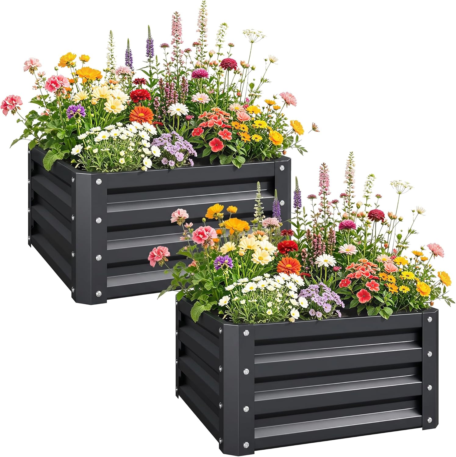 2ピース亜鉛メッキ上げ底菜園、2フィート×2フィート×1フィ - Planter Raised Metal のレビューと価格