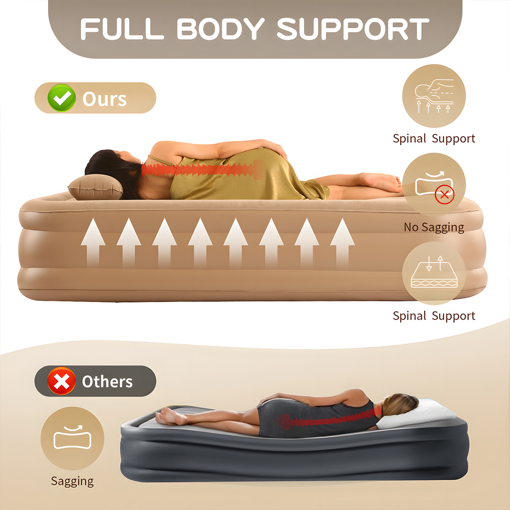 ポンプ内蔵クイーンエアマットレス アップグレードされたブロー - Outdoor Furniture Nearby のレビューと価格