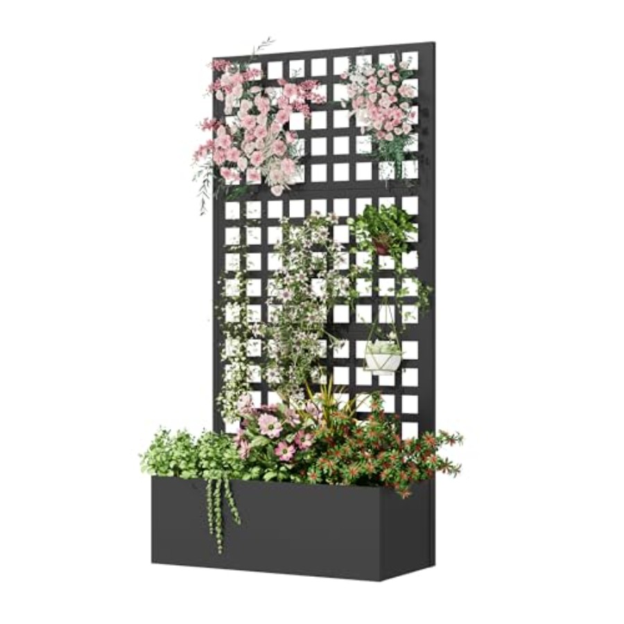 トレリス付き金属製プランターボックス、高床式菜園 - Planter Raised Metal のレビューと価格