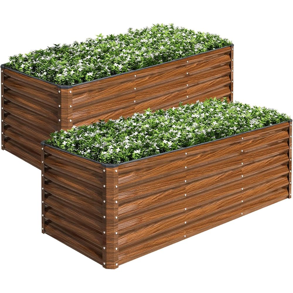 2パック 6x2x2T 亜鉛メッキ上げ底菜園キット、野菜栽培 - Planter Raised Metal のレビューと価格