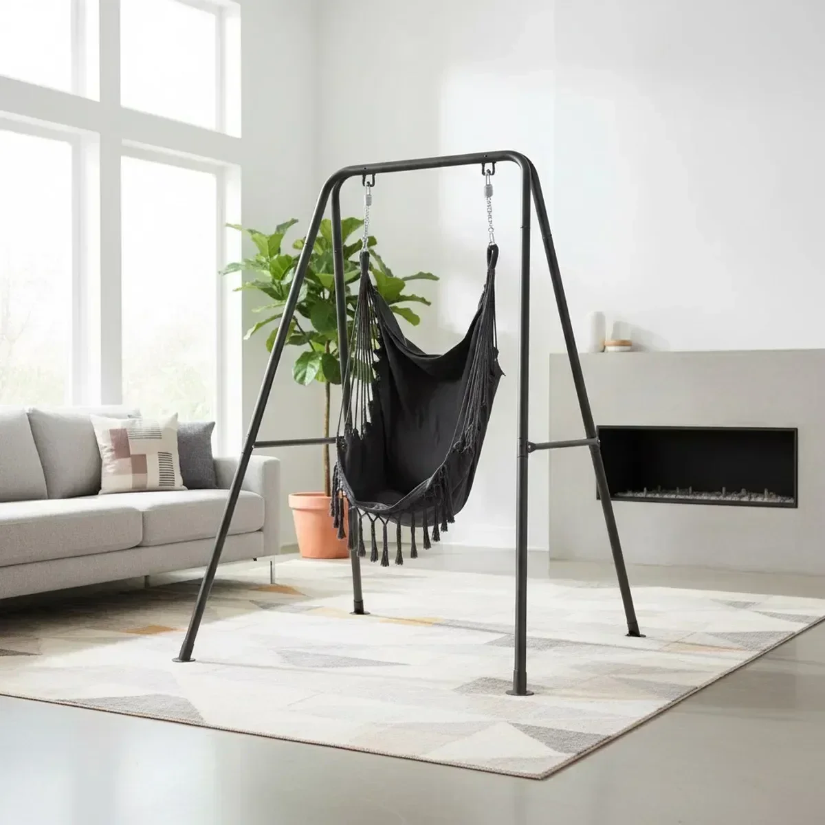 頑丈なAフレームハンモックチェアスタンド 300ポンド 耐荷 - Hammock With Stand のレビューと価格