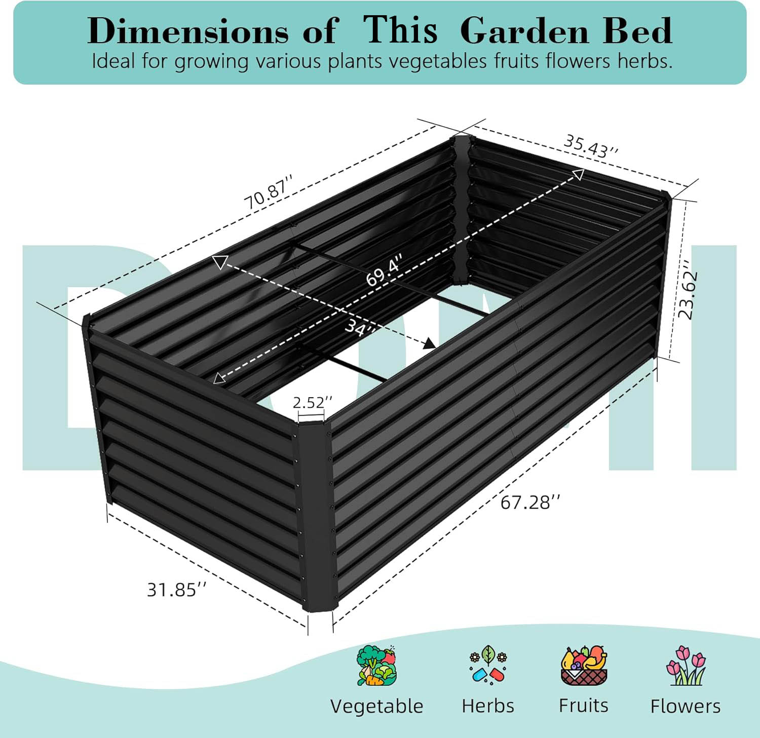 6x3x2フィートの亜鉛メッキ仕上げの高床式菜園、屋外プラン - Planter Raised Metal のレビューと価格