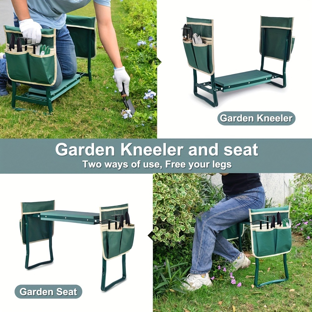 防錆強化鉄製ガーデンニーリングスツール、ツールポーチ付きの正 - Outdoor Furniture Metal Chairs のレビューと価格