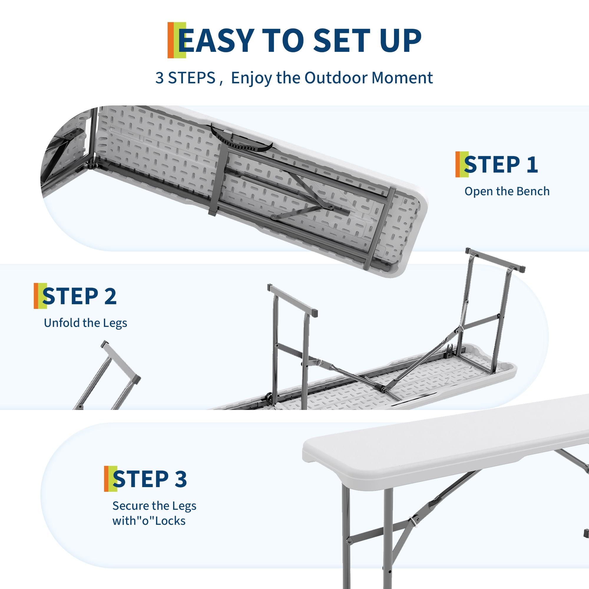 2パック6フィート折りたたみ式屋外ベンチ - HDPEプラス - Outdoor Furniture Hdpe のレビューと価格