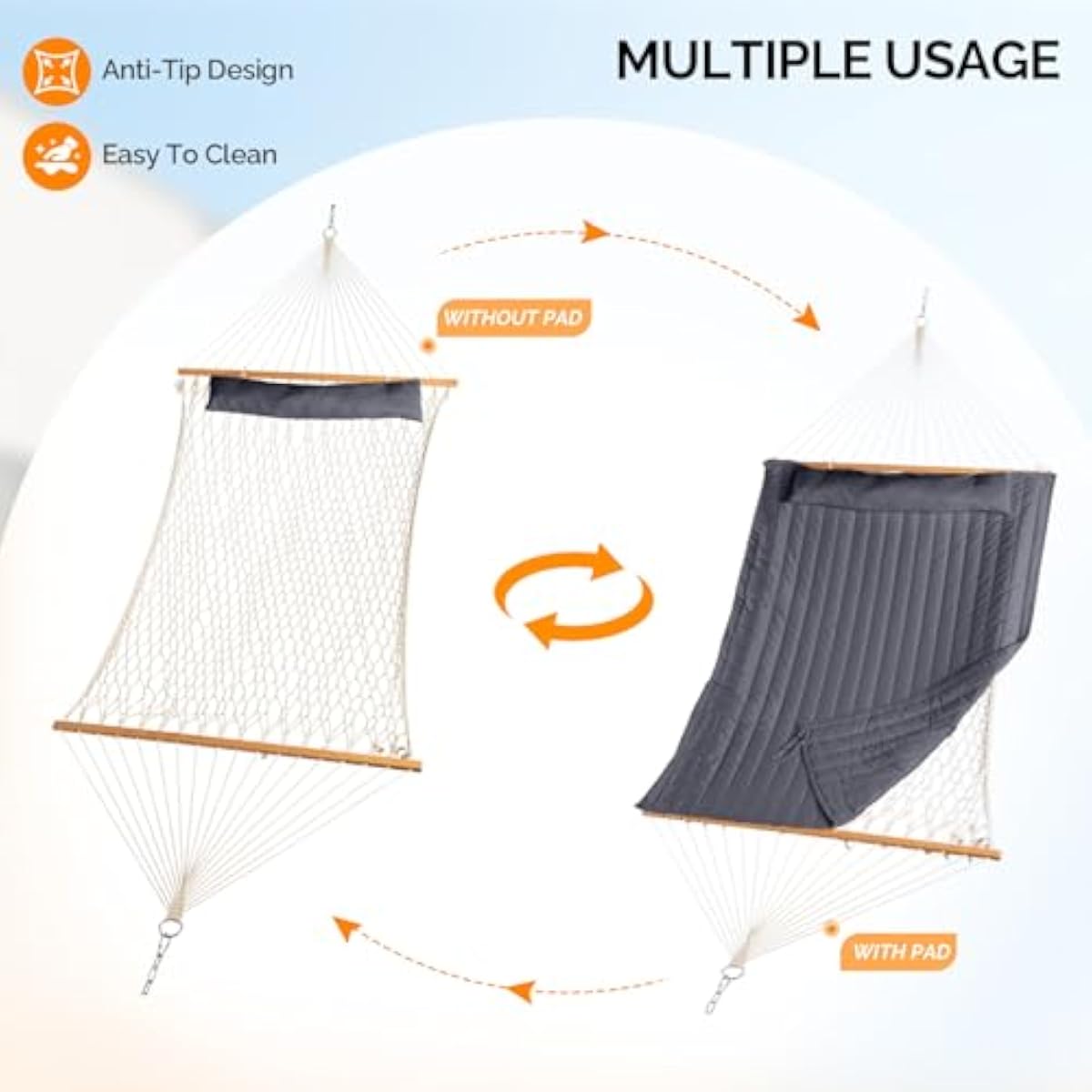 屋外用、頑丈なダブルハンモック（スタンド付き）、耐荷重550 - Hammock With Stand のレビューと価格
