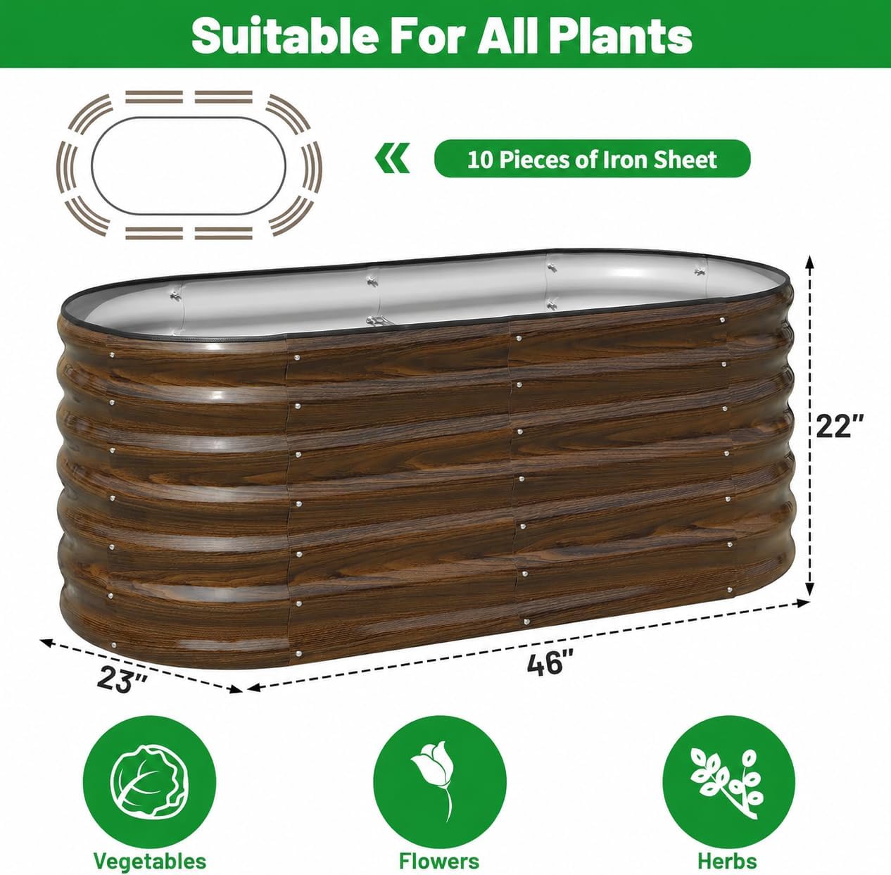 亜鉛メッキ鋼製レイズドガーデンベッドキット - 2個セット  - Planter Raised Metal のレビューと価格