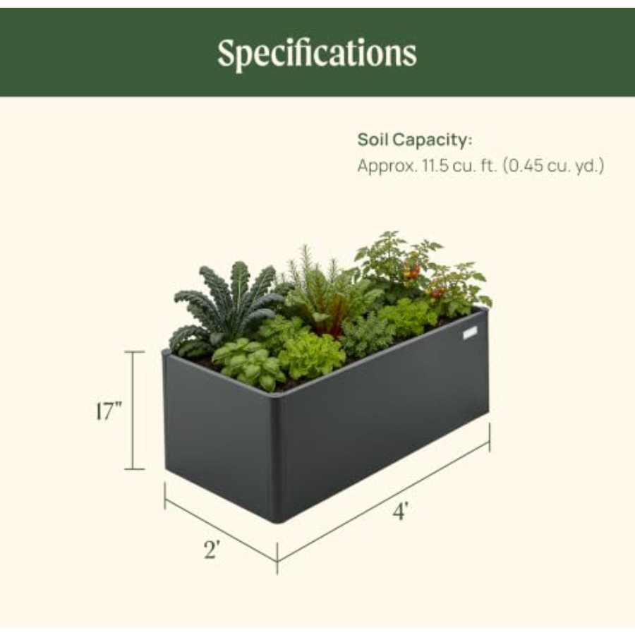 モダンな高床式菜園、高さ17インチ、2×4フィートの金属製高 - Planter Raised Metal のレビューと価格
