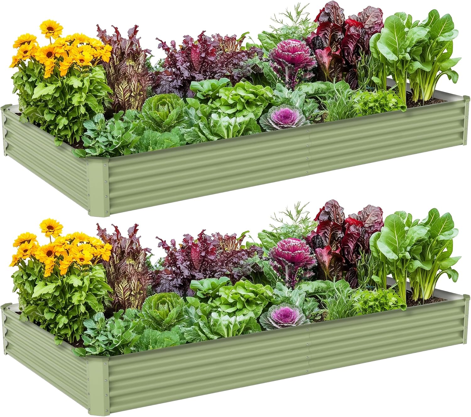 屋外野菜栽培用金属製高床式菜園、亜鉛メッキ鋼、8x4x1フィ - Planter Raised Metal のレビューと価格
