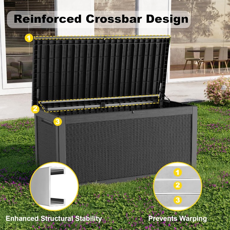 320ガロン屋外収納ボックス、大型防水UV耐性デッキボックス - Outdoor Furniture With Storage For Cushions のレビューと価格