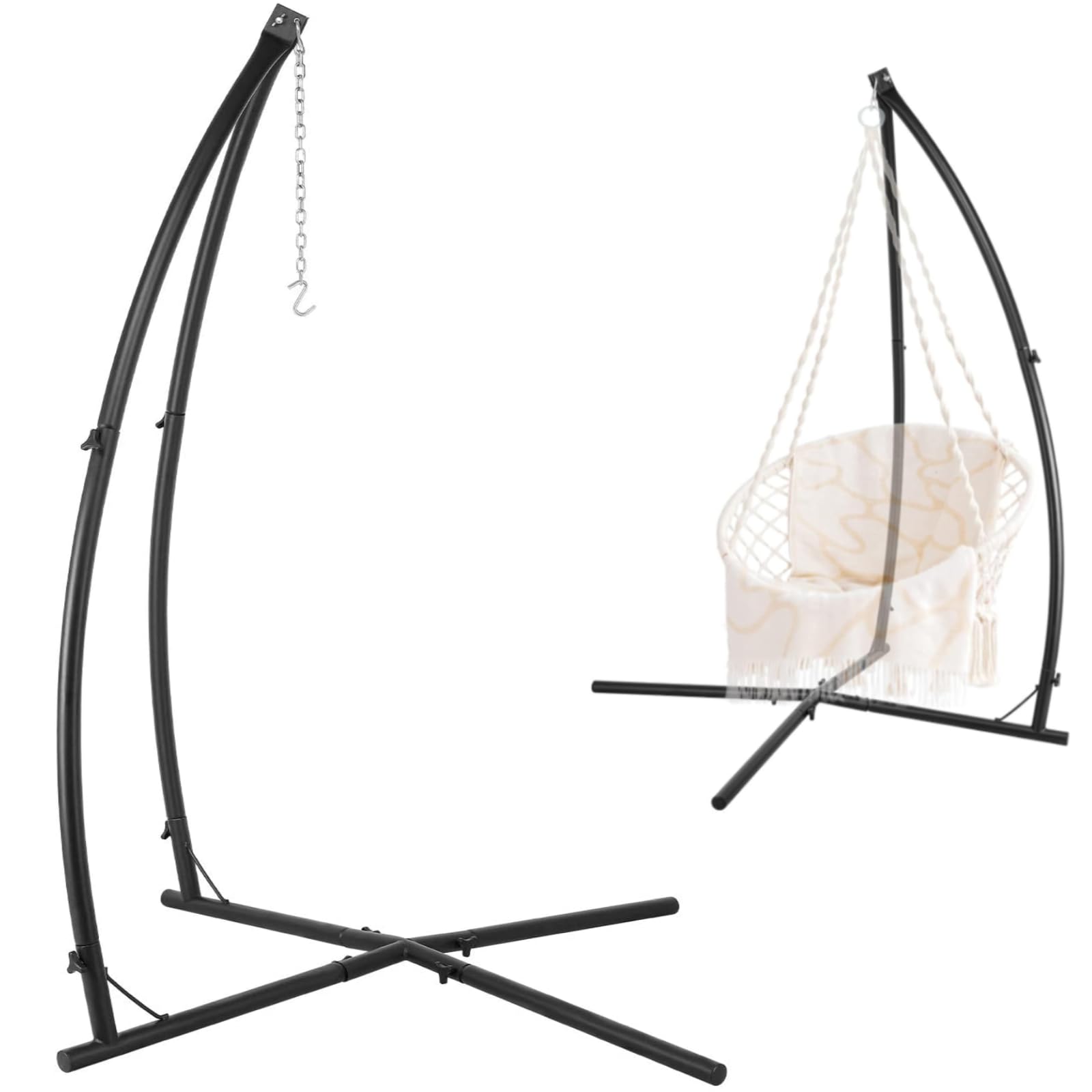 ハンモック用スタンド、吊り下げ式チェア用C型スタンド（バック - Hammock With Stand のレビューと価格