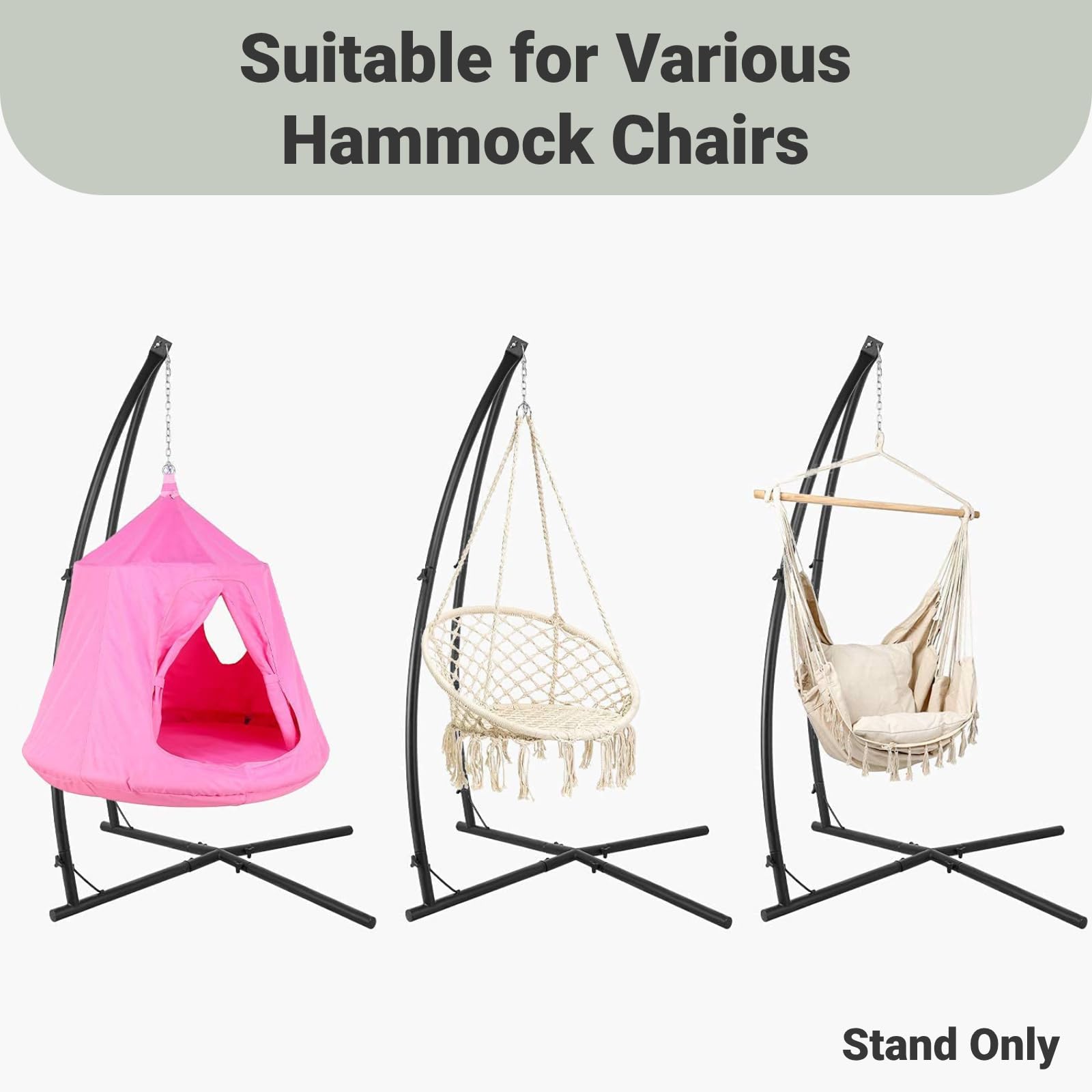ハンモック用スタンド、吊り下げ式チェア用C型スタンド（バック - Hammock With Stand のレビューと価格