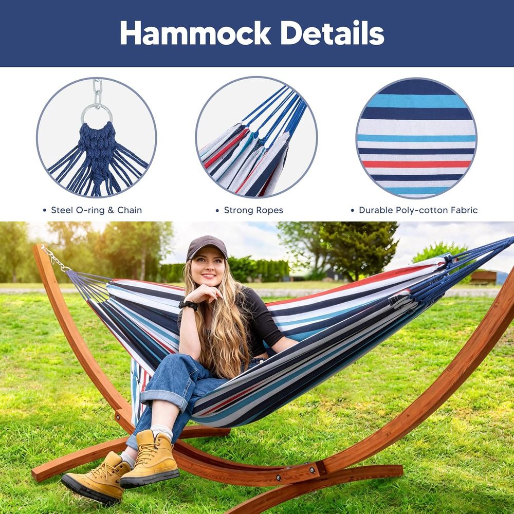 スタンド付き屋外用ハンモック、10フィートの木製スタンド付き - Hammock With Stand のレビューと価格