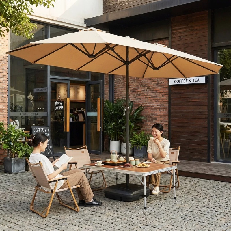 屋外用大型パラソル、センターポール3本、パティオガーデン、商 - Outdoor Furniture With Umbrella のレビューと価格