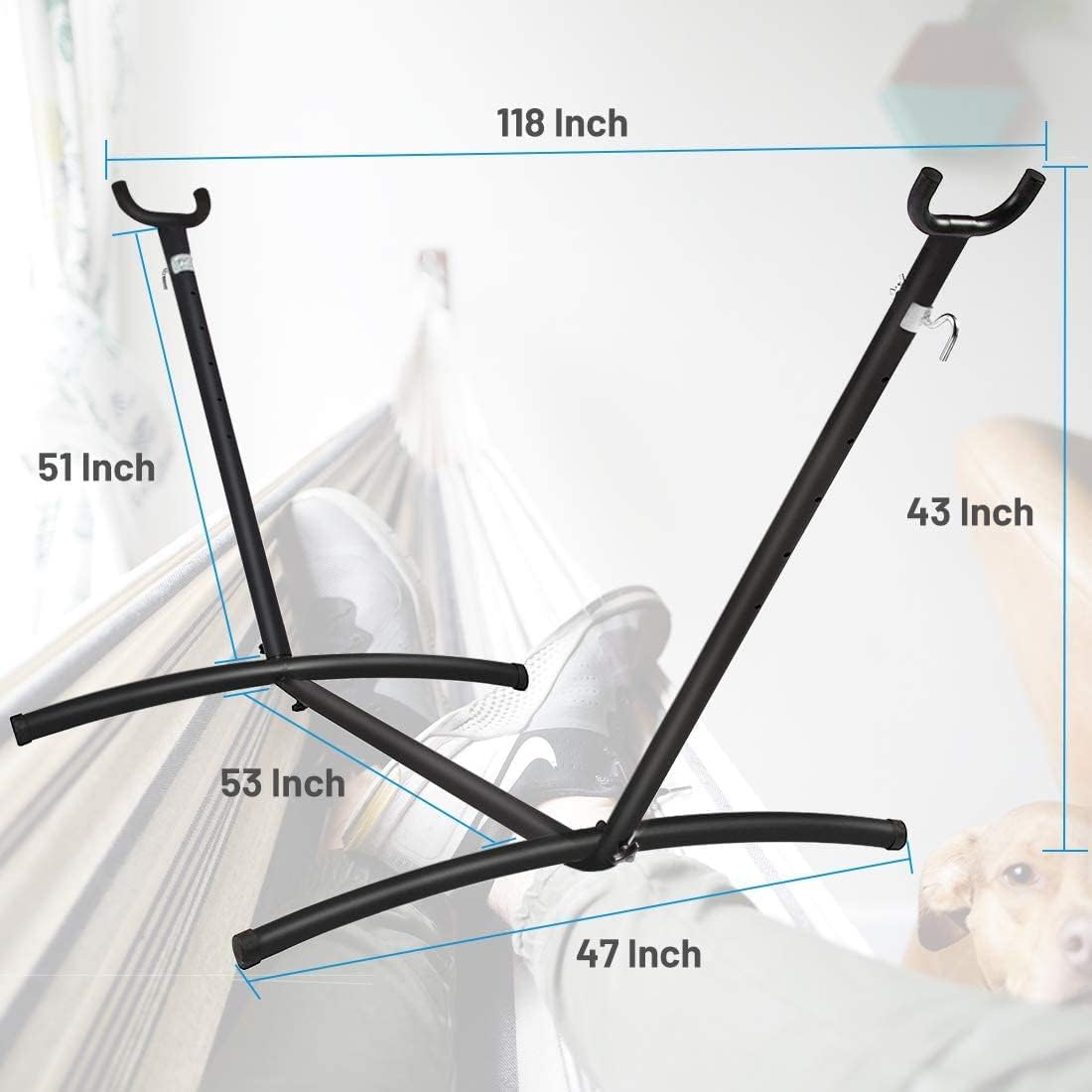 省スペース設計のスチール製スタンド付きダブルハンモック。耐荷 - Hammock With Stand のレビューと価格