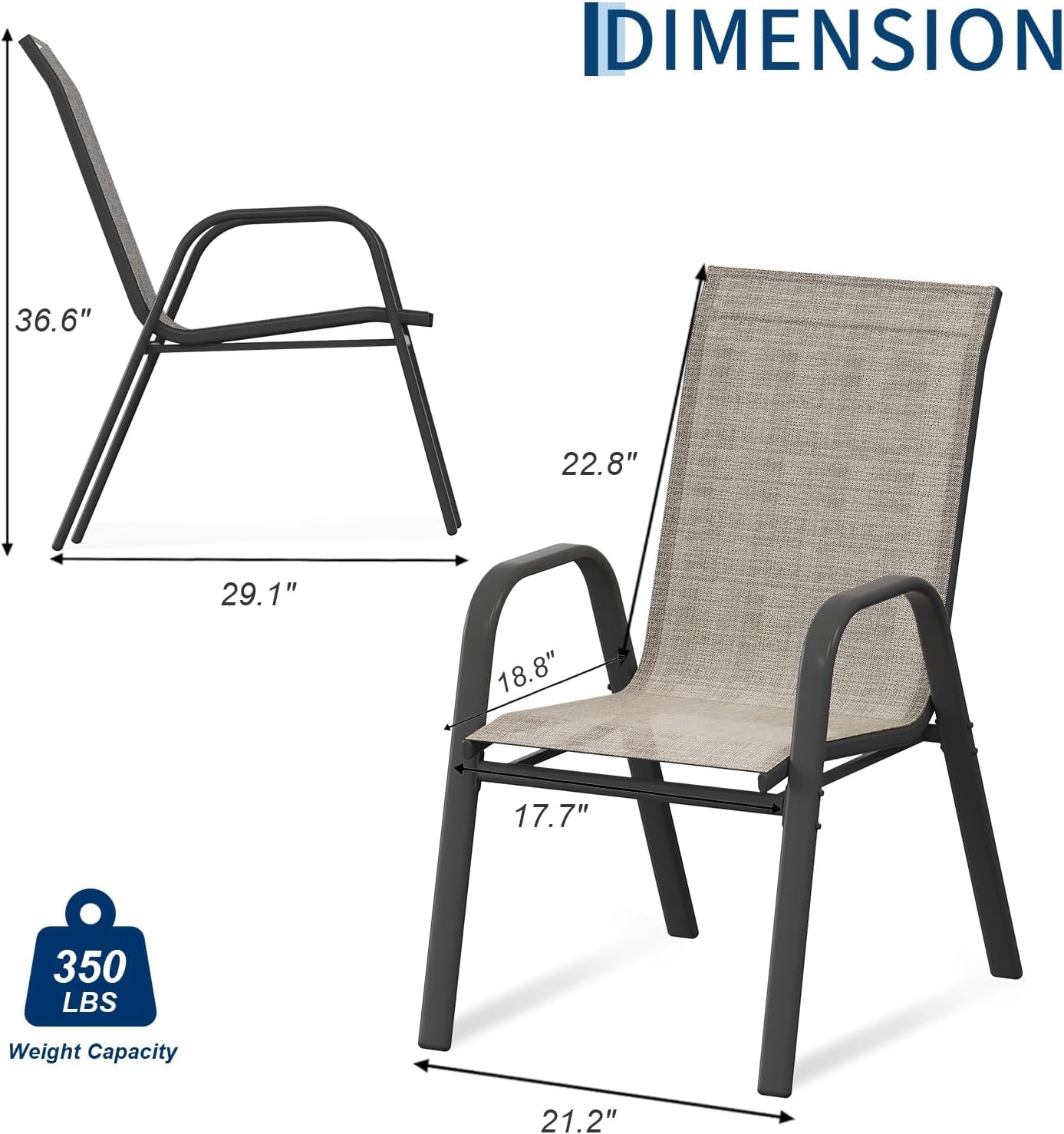 パティオダイニングチェア4脚セット、アームレスト付きスタッカ - Outdoor Furniture Metal Chairs のレビューと価格