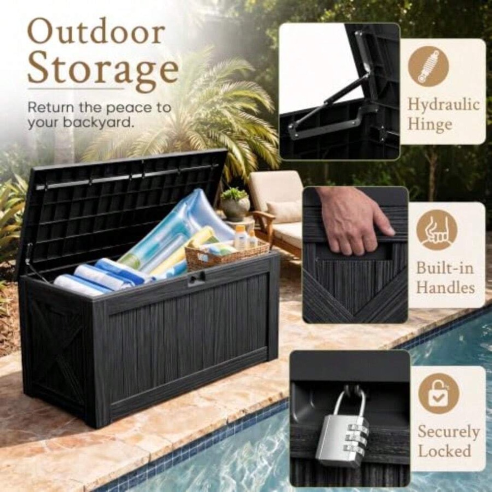 120ガロン デッキボックス 屋外収納ボックス 防水 レジン - Outdoor Furniture With Storage For Cushions のレビューと価格