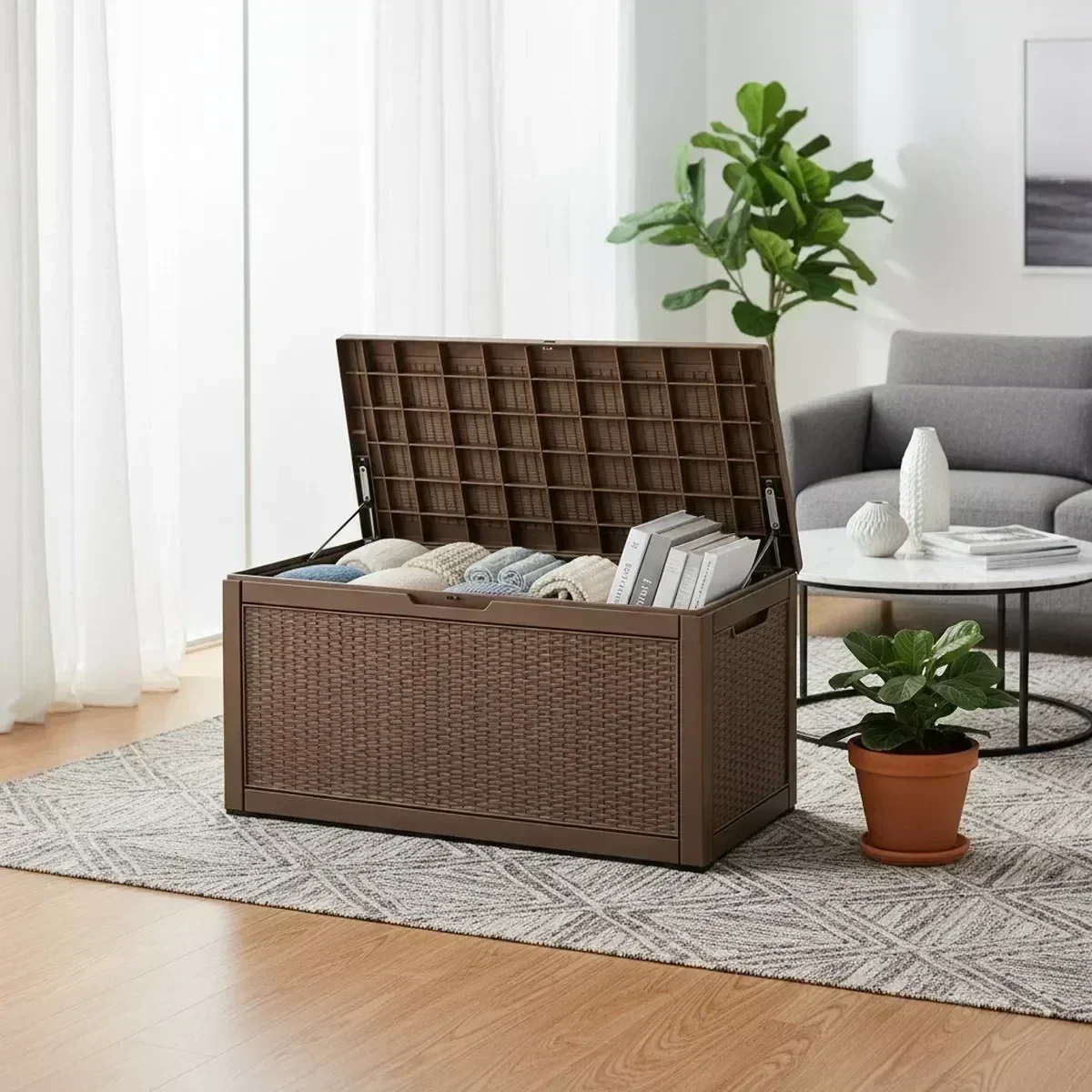 大型屋外収納ベンチ 防水グレー パティオ家具 ガーデンツール - Outdoor Furniture With Storage For Cushions のレビューと価格