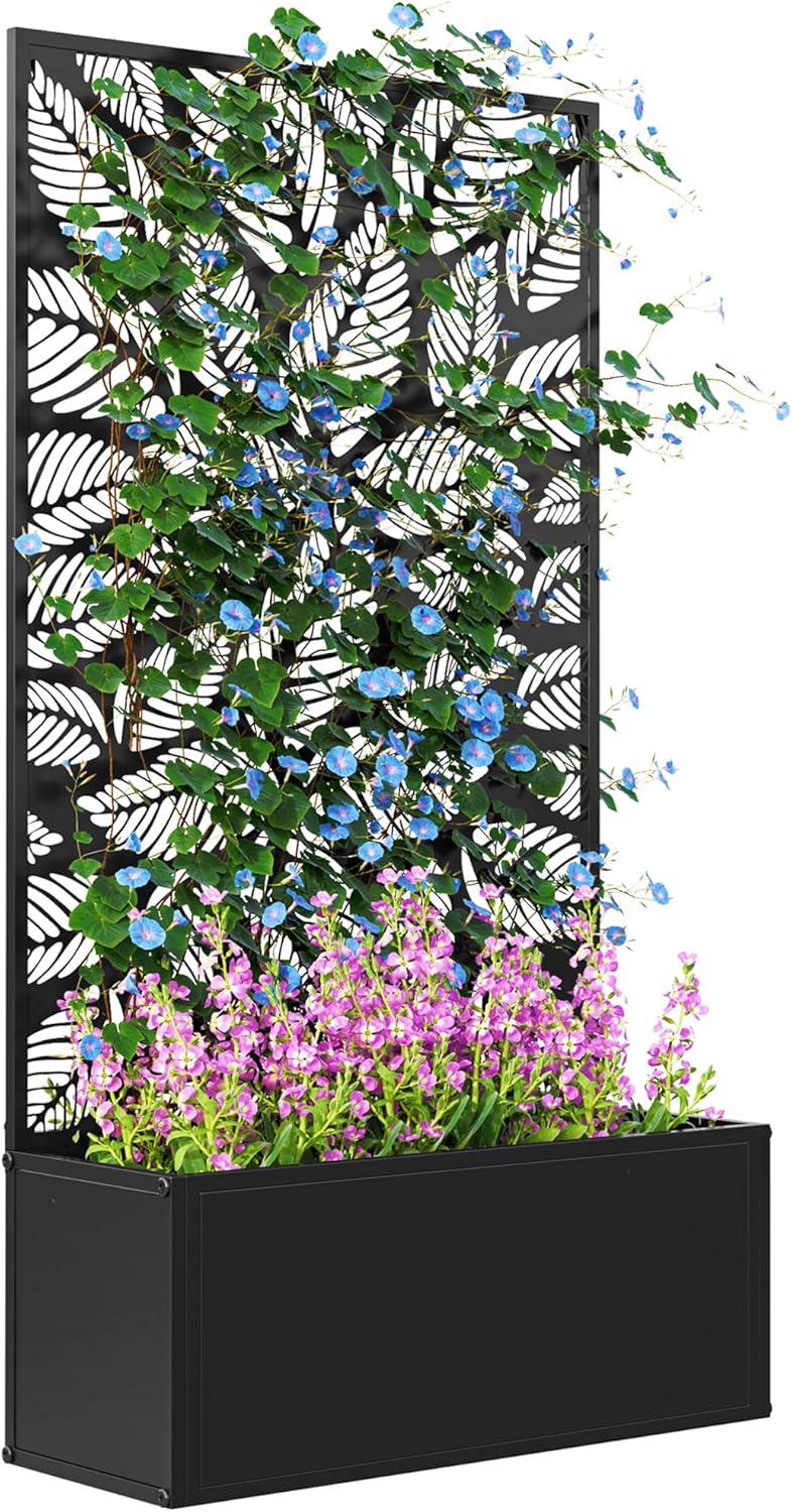 金属製の高床式菜園、つる性植物用のトレリス付き、自立式または - Planter Raised Metal のレビューと価格