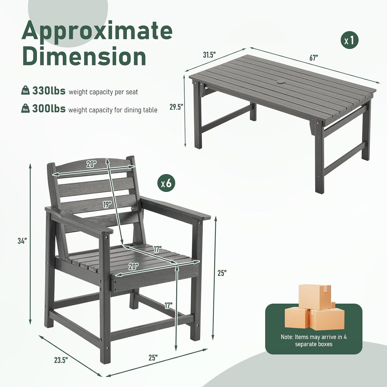7点セットの屋外ダイニングセット、6人用67インチHDPEテ - Outdoor Furniture Hdpe のレビューと価格