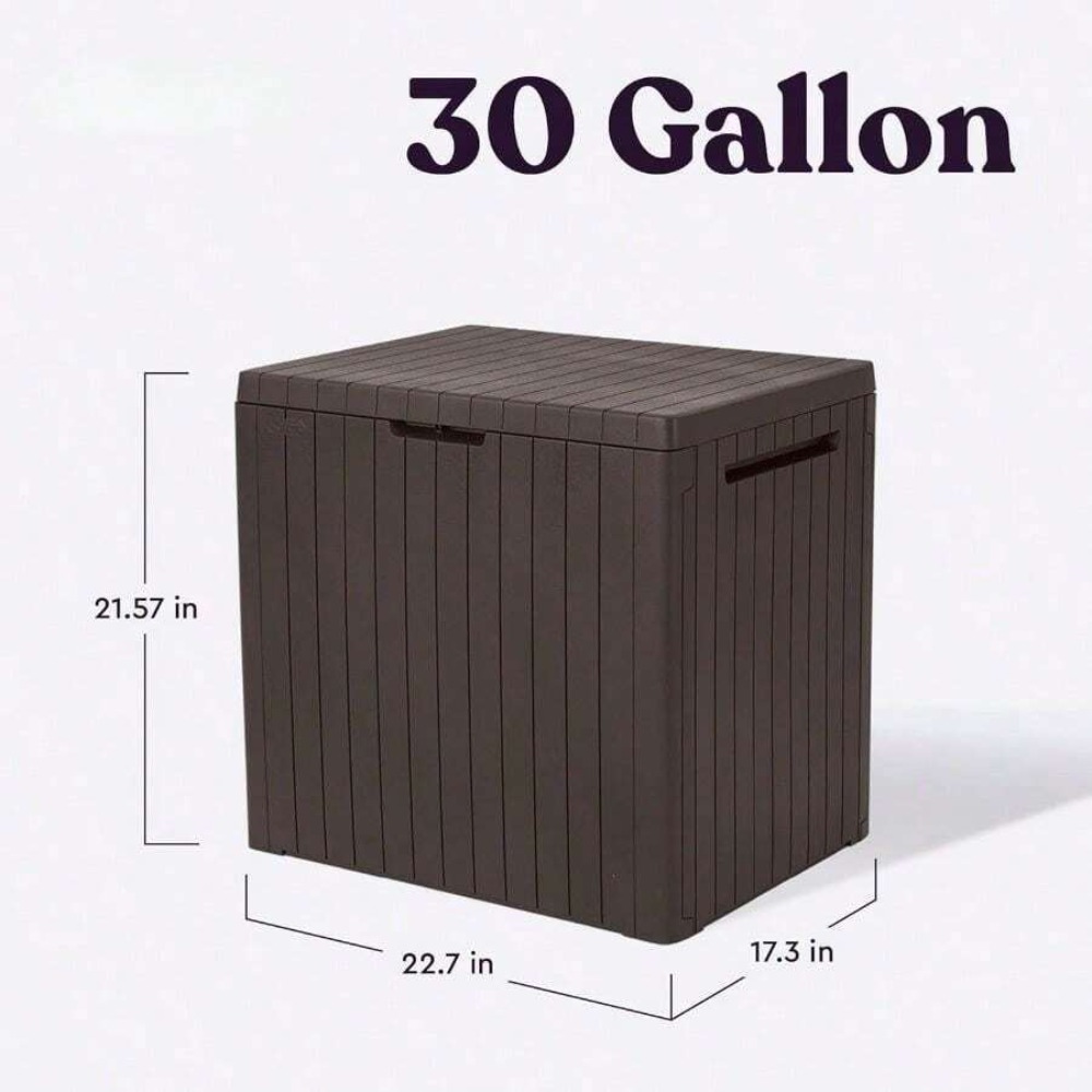30ガロン樹脂製屋外収納ボックス、パティオ家具サイドテーブル - Outdoor Furniture With Storage For Cushions のレビューと価格