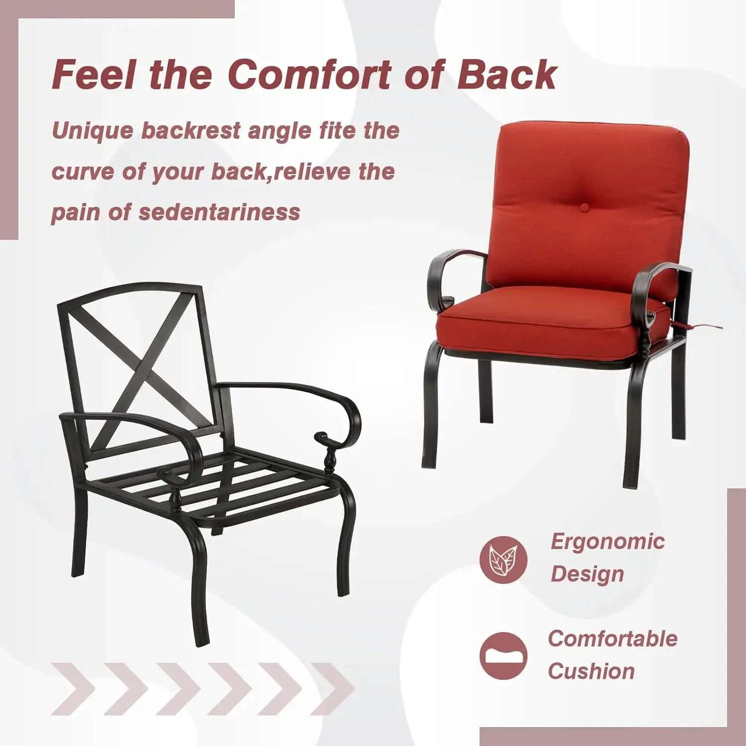 赤い屋外用金属製ビストロチェア ガーデンシーティング ダイニ - Outdoor Furniture Metal Chairs のレビューと価格