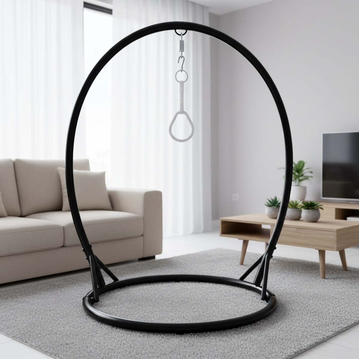 頑丈なスチール製ハンモックチェアスタンド 室内・屋外使用可能 - Hammock With Stand のレビューと価格