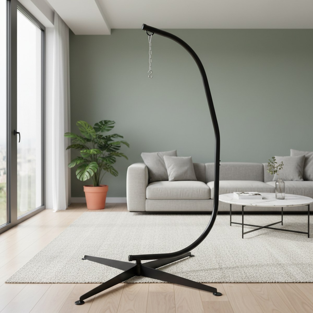 頑丈なスチール製ハンモックチェアスタンド 室内・屋外使用可能 - Hammock With Stand のレビューと価格